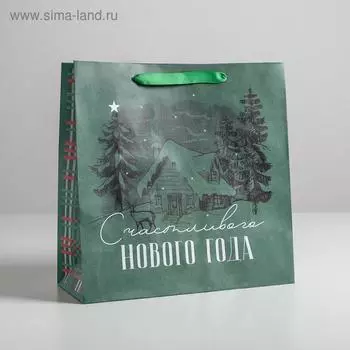 Пакет ламинированный квадратный «Счасливого года», 30 × 30 × 12 см