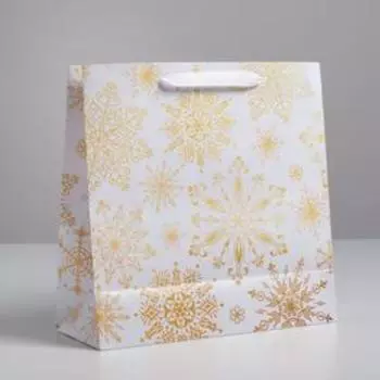Пакет ламинированный квадратный «Снежинка», 30 × 30 × 12 см