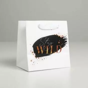 Пакет ламинированный квадратный Stay wild, 14 × 14 × 9 см