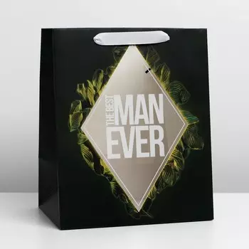 Пакет подарочный ламинированный с пластиковым окном, упаковка, «Лучшему», 30.5 х 25 х 17.5 см