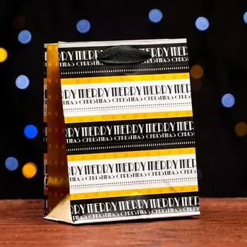 Новый год. Пакет ламинированный «Merry Merry» 11,5 х 14,5 х 6 см