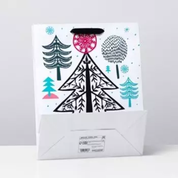 Пакет ламинированный, "Нарисованная ёлка" 26 x 32 x 12