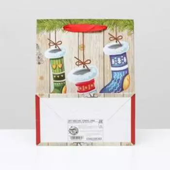 Пакет ламинированный "Новогодние носочки", 18 x 23 x 10 см