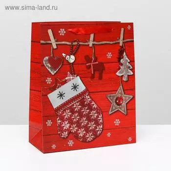 Пакет ламинированный "Новогодний декор", 26 x 32 x 12 см