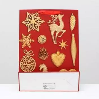 Пакет ламинированный "Новогодний декор", 31 x 42 x 12 см