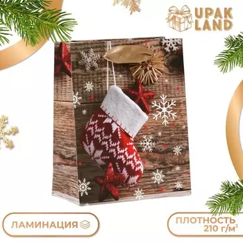 Пакет ламинированный «Новогодний носочек», 11.514.56 см