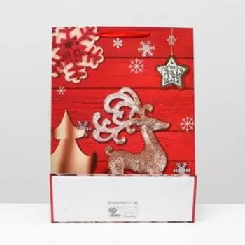 Пакет ламинированный "Новогодний олень", 31 x 42 x 12 см