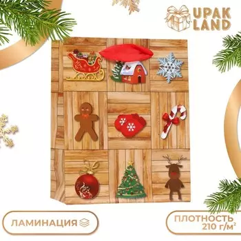 Пакет подарочный новогодний ламинированный «Новогодний пазл» 11.514.56 см