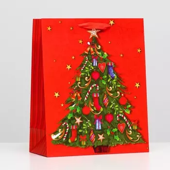 Пакет ламинированный "Новогодняя ёлка" 26 x 32 x 12