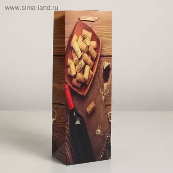 Пакет ламинированный под бутылку, 12 х 9 х 36 см