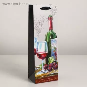 Пакет ламинированный под бутылку, 12 х 9 х 36 см