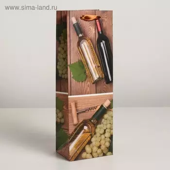 Пакет ламинированный под бутылку, 12 х 9 х 36 см