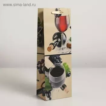 Пакет ламинированный под бутылку, 12 х 9 х 36 см