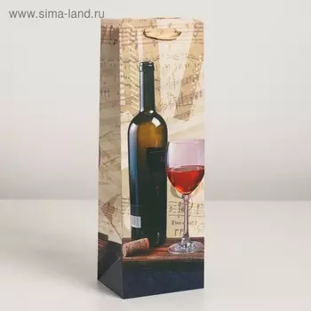 Пакет ламинированный под бутылку, 12 х 9 х 36 см