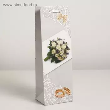 Пакет ламинированный под бутылку, 12 х 9 х 36 см