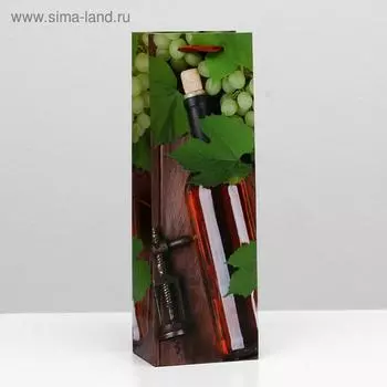 Пакет ламинированный под бутылку, 12 х 9 х 36 см