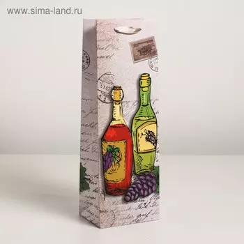 Пакет ламинированный под бутылку, 12 х 9 х 36 см