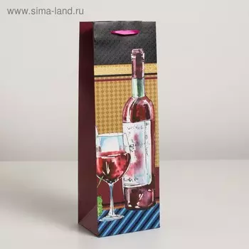 Пакет ламинированный под бутылку, 12 х 9 х 36 см