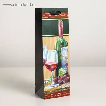 Пакет ламинированный под бутылку, 12 х 9 х 36 см