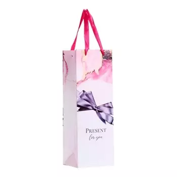 Пакет ламинированный под бутылку «Бантик»,133610 см