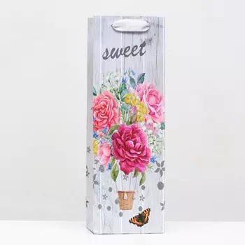 Пакет ламинированный под бутылку «Букет цветов» 12369