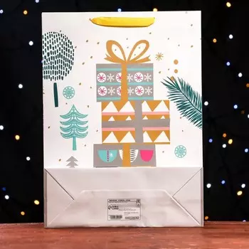 Пакет ламинированный «Праздничные подарки» 32 х 12 х 42 см