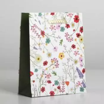 Пакет подарочный ламинированный, упаковка, «Расцветай от счастья», S 12 х 15 х 5.5 см