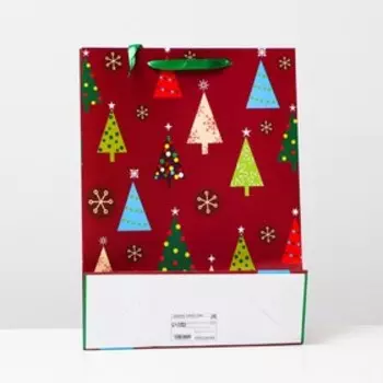 Пакет ламинированный "Разноцветные ёлочки" 31 х 42 х 12 см