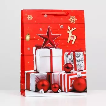 Пакет ламинированный "Рождественские подарки" 32 х 42 х 12