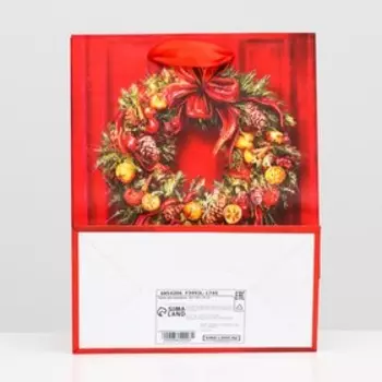 Пакет ламинированный "Рождественский венок" 18 х 23 х 10