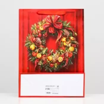 Пакет ламинированный "Рождественский венок" 32 х 42 х 12