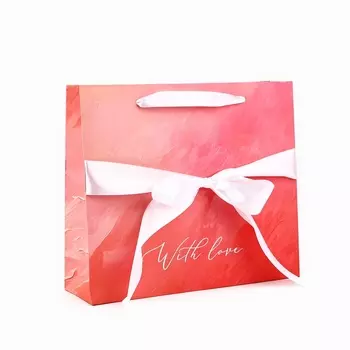 Пакет ламинированный с лентой «С любовью», M 30 х 9 х 26 см