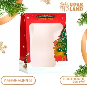 Пакет подарочный новогодний ламинированный, с окном «Новогодний», 352518 см