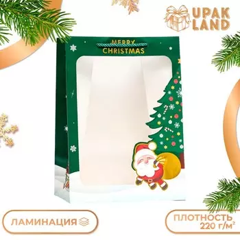 Пакет подарочный новогодний ламинированный, с окном «Новогодний», 352518 см