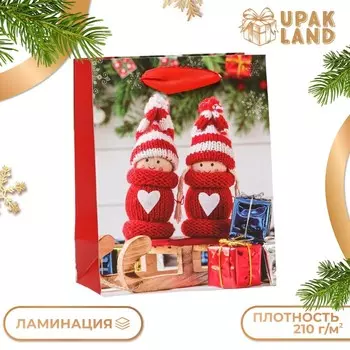 Пакет подарочный новогодний ламинированный «Сани с подарком», 11.514.56 см
