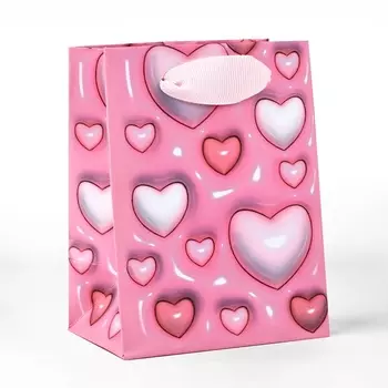 Пакет ламинированный «Сердца», 9 12 6,5 см