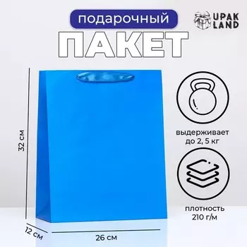 Пакет подарочный ламинированный «Синий», 263212 см