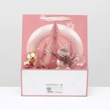 Пакет ламинированный "Снеговик с игрушками", 26 x 32 x 12 см