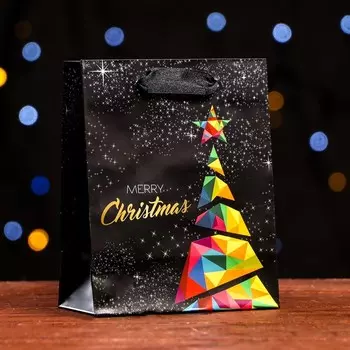 Пакет подарочный новогодний ламинированный «Современный Merry Christmas» 11.514.56 см