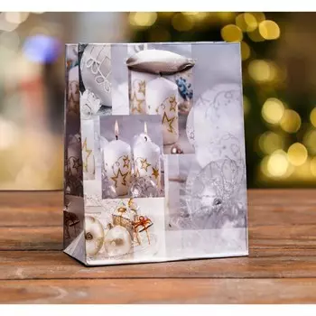 Пакет ламинированный "Свечи и подарки", 11,5 x 14,5 x 6 см