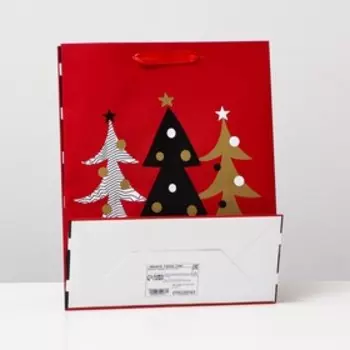 Пакет ламинированный "Три ёлки", 26 x 32 x 12 см