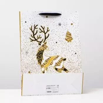 Пакет ламинированный "Трёхцветный олень" 31 х 42 х 12 см