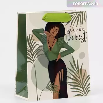 Пакет подарочный ламинированный, упаковка, «Ты лучшая», радужная голография, S 12 х 15 х 5,5 см