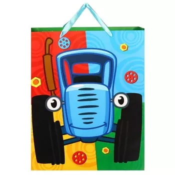 Пакет подарочный, 40х49х19 см, упаковка, Синий трактор