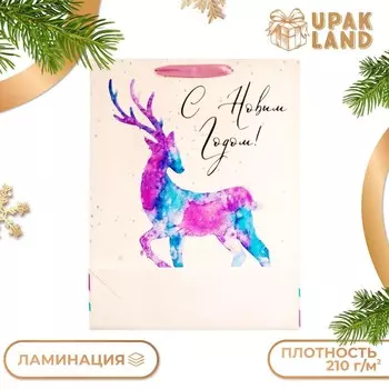 Пакет ламинированный вертикальный «Акварельный Олень»,334210 см