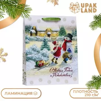 Пакет подарочный новогодний ламинированный вертикальный «Друзья»,334210 см