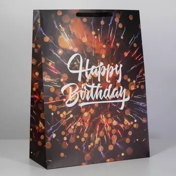 Пакет ламинированный вертикальный «Happy Birthday», 61 × 46 × 20 см