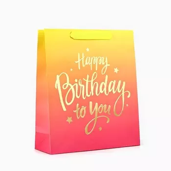Пакет ламинированный Happy Birthday, M 26 х 30 х 9 см