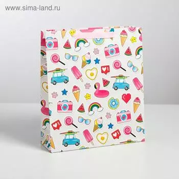 Пакет подарочный ламинированный вертикальный, упаковка, «Хорошего настроения!», M 26 х 30 х 9 см