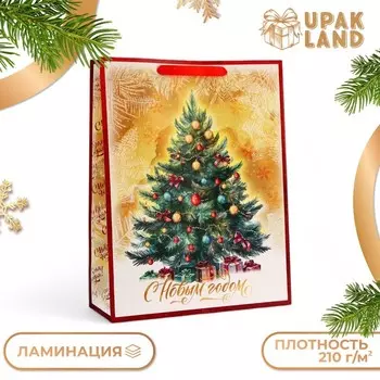Пакет подарочный новогодний ламинированный вертикальный «Ёлочка», L 314011.5 см